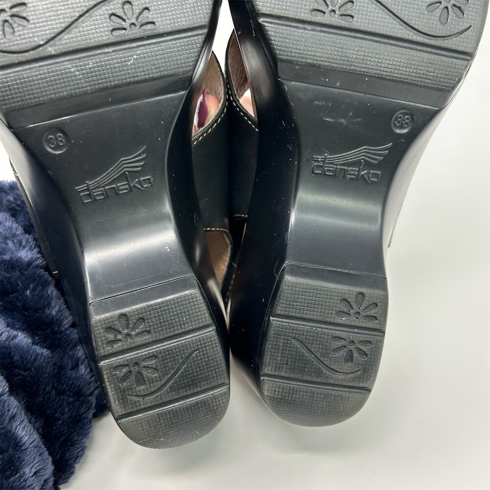 Dansko Jacinda Womens Sandals Black Criss Cross Slingback Wedge Buckle Size 38 - Picture 9 of 13
